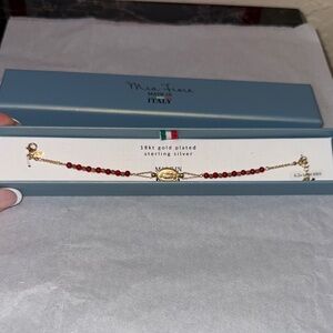 Mia Fiore Gold Plated Bracelet with Red Beads